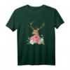 Hirsch mit Rosen Blumen Oktoberfest Dirndl Damen T-Shirt – Traditionelles Trachtenshirt für Volksfeste, Wiesn & Kirmes, perfektes Geschenk für Mama, Tochter & Freundin