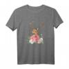 Hirsch mit Rosen Blumen Oktoberfest Dirndl Damen T-Shirt – Traditionelles Trachtenshirt für Volksfeste, Wiesn & Kirmes, perfektes Geschenk für Mama, Tochter & Freundin