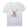Hirsch mit Rosen Blumen Oktoberfest Dirndl Damen T-Shirt – Traditionelles Trachtenshirt für Volksfeste, Wiesn & Kirmes, perfektes Geschenk für Mama, Tochter & Freundin