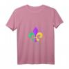 Damen Mardi Gras Fleur de Lis Farbspritzer NOLA T-Shirt mit V-Ausschnitt – Perfekt für Partys, Paraden & den New Orleans Style