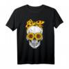 Totenkopf-Skelett mit Sonnenblume und Bandana - Feminines T-Shirt für Muttertag, Geburtstag & Geschenkideen für Skull- & Blumenliebhaberinnen