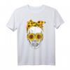Totenkopf-Skelett mit Sonnenblume und Bandana - Feminines T-Shirt für Muttertag, Geburtstag & Geschenkideen für Skull- & Blumenliebhaberinnen