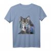 Wolfsilhouette T-Shirt mit Wald und Bergen - Surreale Wolf Kunst für Tier-, Natur- und Wildtielliebhaber, Jäger & Naturschützer