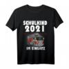 Kinder Einschulung Geschenk Jungen Feuerwehr Auto Schulkind 2021 T-Shirt - Lustiges Geschenk für den Schulstart & Feuerwehrfans