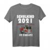 Kinder Einschulung Geschenk Jungen Feuerwehr Auto Schulkind 2021 T-Shirt - Lustiges Geschenk für den Schulstart & Feuerwehrfans