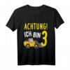 Kinder Achtung Ich bin 3 - Geburtstag T-Shirt mit Bagger Motiv für kleine Jungs, perfektes Geschenk zum 3. Geburtstag & Kinderparty-Outfit