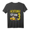 Kinder Achtung Ich bin 3 - Geburtstag T-Shirt mit Bagger Motiv für kleine Jungs, perfektes Geschenk zum 3. Geburtstag & Kinderparty-Outfit