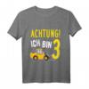 Kinder Achtung Ich bin 3 - Geburtstag T-Shirt mit Bagger Motiv für kleine Jungs, perfektes Geschenk zum 3. Geburtstag & Kinderparty-Outfit