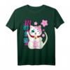 Maneki Neko Katze Glückskatze Damen Herren Mädchen Floral T-Shirt – Lustiges Geschenk für Katzenliebhaber & Japan-Fans