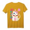Maneki Neko Katze Glückskatze Damen Herren Mädchen Floral T-Shirt – Lustiges Geschenk für Katzenliebhaber & Japan-Fans