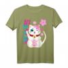 Maneki Neko Katze Glückskatze Damen Herren Mädchen Floral T-Shirt – Lustiges Geschenk für Katzenliebhaber & Japan-Fans