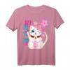 Maneki Neko Katze Glückskatze Damen Herren Mädchen Floral T-Shirt – Lustiges Geschenk für Katzenliebhaber & Japan-Fans