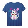 Maneki Neko Katze Glückskatze Damen Herren Mädchen Floral T-Shirt – Lustiges Geschenk für Katzenliebhaber & Japan-Fans
