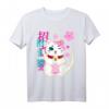 Maneki Neko Katze Glückskatze Damen Herren Mädchen Floral T-Shirt – Lustiges Geschenk für Katzenliebhaber & Japan-Fans