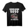 Kinder Einschulung Geschenk Jungen Feuerwehr Auto Schulkind 2020 T-Shirt - Lustiges Geschenk zum Schulstart für Feuerwehrbegeisterte Kinder