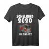 Kinder Einschulung Geschenk Jungen Feuerwehr Auto Schulkind 2020 T-Shirt - Lustiges Geschenk zum Schulstart für Feuerwehrbegeisterte Kinder