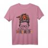 Unordentlicher Dutt Damen T-Shirt mit Leopardenmuster für Multiple Sklerose Bewusstsein – Unterstützung, Ermutigung & Geschenkidee