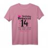 14. Geburtstag Mädchen - Prinzessin T-Shirt mit Zahl 14, Krone & Herzen - Lustiges Geschenk für Teenie und Teenager zum Geburtstag