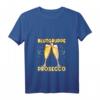Damen Blutgruppe Prosecco positiv Sekt T-Shirt mit V-Ausschnitt – Witziges Teamoutfit für Junggesellinnenabschied & Party, Geschenkidee für Weinliebhaberinnen