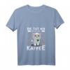 Damen Kaffee T-Shirt mit Spruch 'Die tut nix die will nur Kaffee' – Lustiges Katzen Motiv, Perfekt für Kaffeeliebhaberinnen & Morgenmuffel