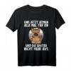 Lustiges Yoga T-Shirt mit deutschem Schäferhund - 'Und jetzt alle tief einatmen und die Idioten nicht mehr' Humorvolles Spruchshirt