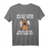Lustiges Yoga T-Shirt mit deutschem Schäferhund - 'Und jetzt alle tief einatmen und die Idioten nicht mehr' Humorvolles Spruchshirt