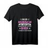 Damen Pink V-Ausschnitt T-Shirt mit Spruch 'Nur hübsch sein reicht nicht man muss auch bier trinken' – Lustiges Bier-Motiv für Frauen