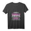 Damen Pink V-Ausschnitt T-Shirt mit Spruch 'Nur hübsch sein reicht nicht man muss auch bier trinken' – Lustiges Bier-Motiv für Frauen