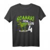 Kinder 4 Jahre Dino Dinosaurier Geburtstags T-Shirt - Cooles Outfit für Dino-Fans und Dino-Party Motto