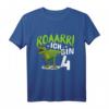 Kinder 4 Jahre Dino Dinosaurier Geburtstags T-Shirt - Cooles Outfit für Dino-Fans und Dino-Party Motto