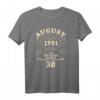 30. Geburtstag Geschenk für Mann & Frau – Legendär seit August 1991 Vintage T-Shirt für Geburtstag, Vater, Mutter, Oma, Opa
