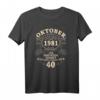 HapDeer Geschenk für Mann & Frau - Legendär seit Oktober 1981 Vintage T-Shirt für den besonderen Jahrestag