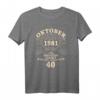 HapDeer Geschenk für Mann & Frau - Legendär seit Oktober 1981 Vintage T-Shirt für den besonderen Jahrestag