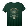 HapDeer Geschenk für Mann & Frau - Legendär seit September 1981 Vintage T-Shirt für Jubilar, Oma, Opa, Eltern & Freunde