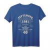 HapDeer Geschenk für Mann & Frau - Legendär seit September 1981 Vintage T-Shirt für Jubilar, Oma, Opa, Eltern & Freunde