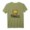 Damen Princess Schriftzug T-Shirt in Schwarz/Gelb mit Großer Goldener Krone – Perfekt als Geschenk für Paare, Freunde & Familie