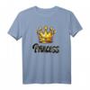Damen Princess Schriftzug T-Shirt in Schwarz/Gelb mit Großer Goldener Krone – Perfekt als Geschenk für Paare, Freunde & Familie