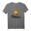 Damen Princess Schriftzug T-Shirt in Schwarz/Gelb mit Großer Goldener Krone – Perfekt als Geschenk für Paare, Freunde & Familie