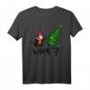 Lustiges Katzen Weihnachts-T-Shirt mit schwarzer Katze und Mundschutz - Witziges Geschenk für Katzenliebhaber und Katzenbesitzer zu Weihnachten