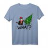 Lustiges Katzen Weihnachts-T-Shirt mit schwarzer Katze und Mundschutz - Witziges Geschenk für Katzenliebhaber und Katzenbesitzer zu Weihnachten