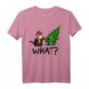 Lustiges Katzen Weihnachts-T-Shirt mit schwarzer Katze und Mundschutz - Witziges Geschenk für Katzenliebhaber und Katzenbesitzer zu Weihnachten