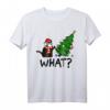 Lustiges Katzen Weihnachts-T-Shirt mit schwarzer Katze und Mundschutz - Witziges Geschenk für Katzenliebhaber und Katzenbesitzer zu Weihnachten