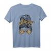 Leopard Mom Leben Chaotisch Brötchen Damen T-Shirt - Lässiges Tiermuster Shirt für Mütter mit Messy Bun, klassisch geschnitten