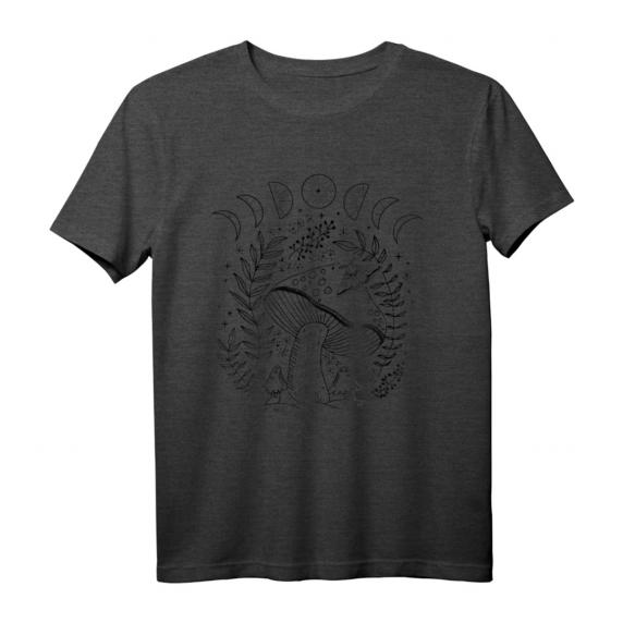 Dark Academia Goblincore Cottagecore Hexenmond T-Shirt – Mystische Pilz- und Mondphasen Illustration, Perfekt als Geschenk für Gothic, Witchcraft und Naturfans