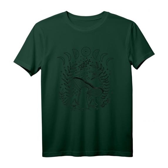 Dark Academia Goblincore Cottagecore Hexenmond T-Shirt – Mystische Pilz- und Mondphasen Illustration, Perfekt als Geschenk für Gothic, Witchcraft und Naturfans