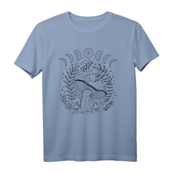 Dark Academia Goblincore Cottagecore Hexenmond T-Shirt – Mystische Pilz- und Mondphasen Illustration, Perfekt als Geschenk für Gothic, Witchcraft und Naturfans