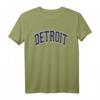Detroit Michigan Arched Dark Blue Text T-Shirt – Klassisch geschnitten, doppelt genähter Saum