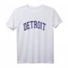 Detroit Michigan Arched Dark Blue Text T-Shirt – Klassisch geschnitten, doppelt genähter Saum