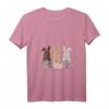 Damen Lustiges Kaninchen Hase Häschen Mit Blumen Leopard Ostern T-Shirt mit V-Ausschnitt – Perfektes Osteroutfit und Alltagsstyle