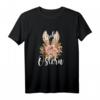 Frohe Ostern Damen T-Shirt im floralen Leo Look mit Hasenmotiv – Perfektes Osteroutfit & Geschenkidee für Frauen